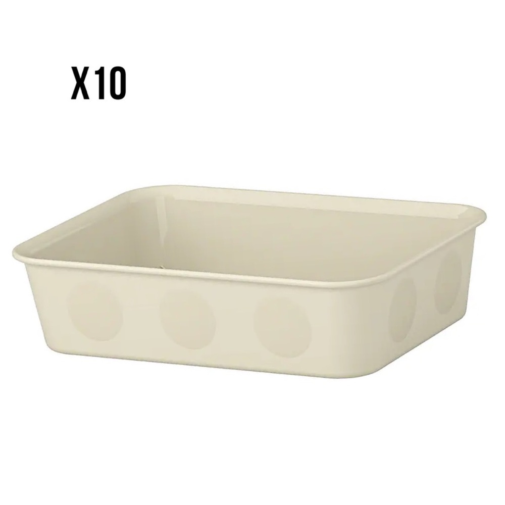 10 Cream Rectangular Storage Bins 6x7 ¾x2 "